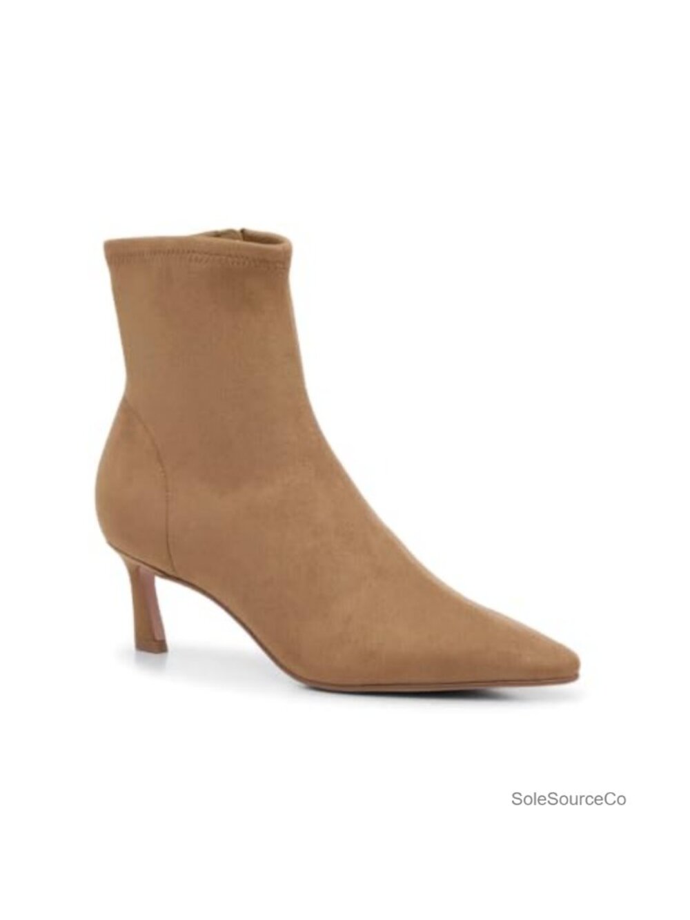 Faux Suede Pointed Toe Ankle Boots Kitten Heel Side Zipper Booties